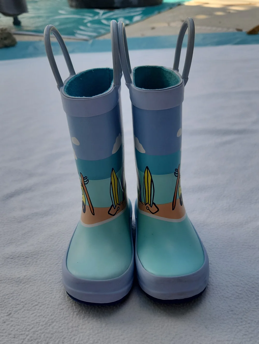Boys Beach Surf Van Rain Boots Waterproof Rubber Size 6